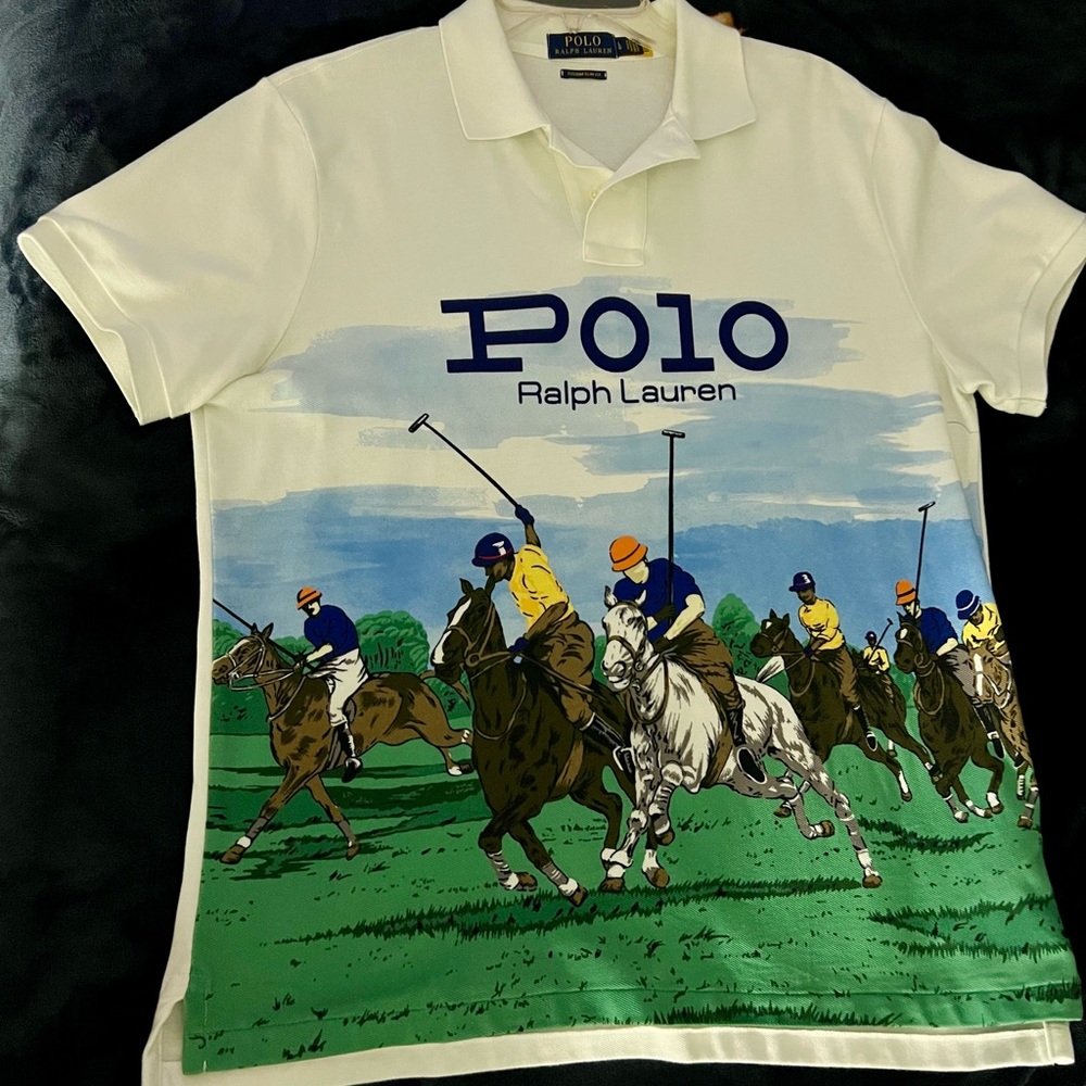 Mint Ralph Lauren Polo Player Equestrian Horseman Stadium Mesh Polo Slim Fit